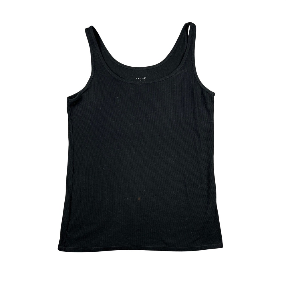A‎ New Day Black Ribbed Knit Tank Top Women's Size XX Large Navy Black